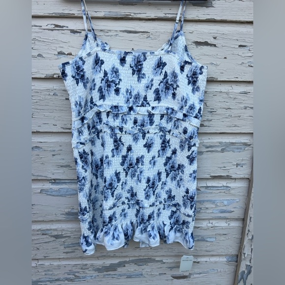 Abercrombie & Fitch Best Dressed Guest Smocked Mini Dress Blue Floral XXL - Picture 11 of 13